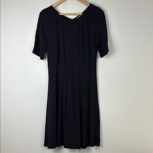 J. Crew Black V-Neck A-Line Midi Dress Size 6